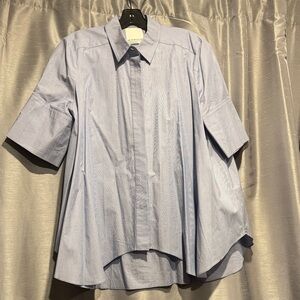 Prose and Poetry Blue Stripe Short Sleeve Button Down Sz Medium